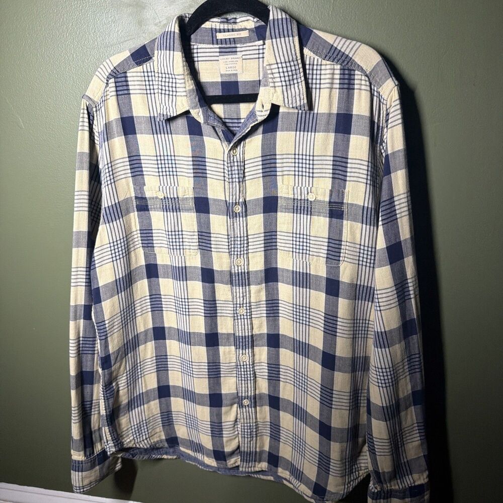 Lucky Brand Mens Chambray Denim Shirt Style 7M41503 Long Sleeve Blue Woven